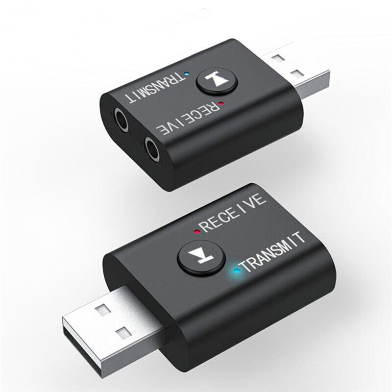 Bluetooth 5.0 2in1 Transmitter Receiver Car Wireless Audio Adapter USB 3.5mm Aux