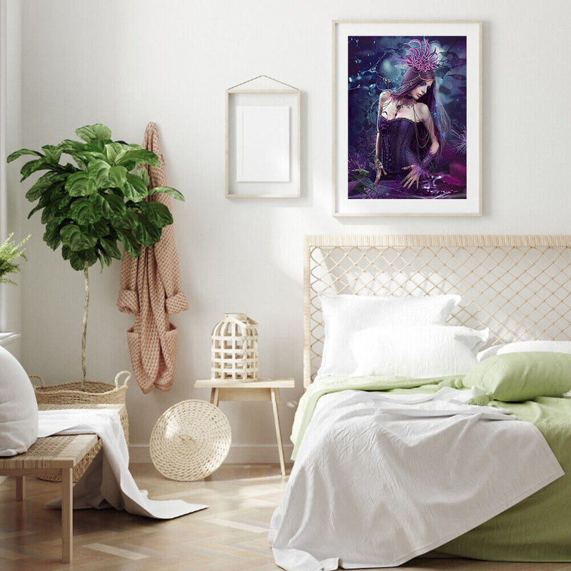 Purple Flower Girl Oil Paint By Numbers Kit DIY Acrylic Painting on Canvas
