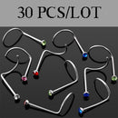 Steel Body Jewelry Nose Piercing Crystal Screw Stud Nostril Hoop Nose Ring