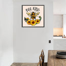 Full Drill Round Diamond Painting Sunflower Bee Mosaic Drawing Picture Decor Kit
