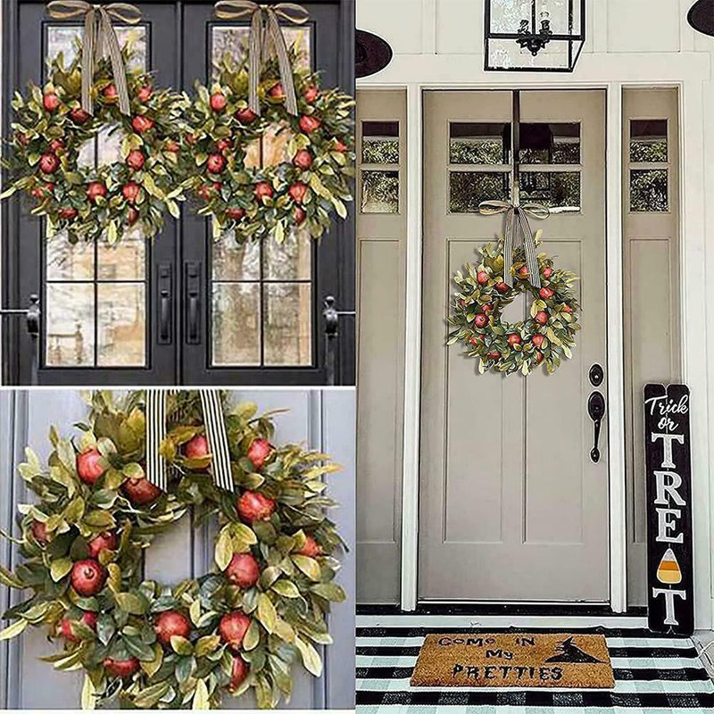 Autumn Wreath Pomegranate Wreath Indoor Outdoor Home Decor Window Wall TOP R6C6