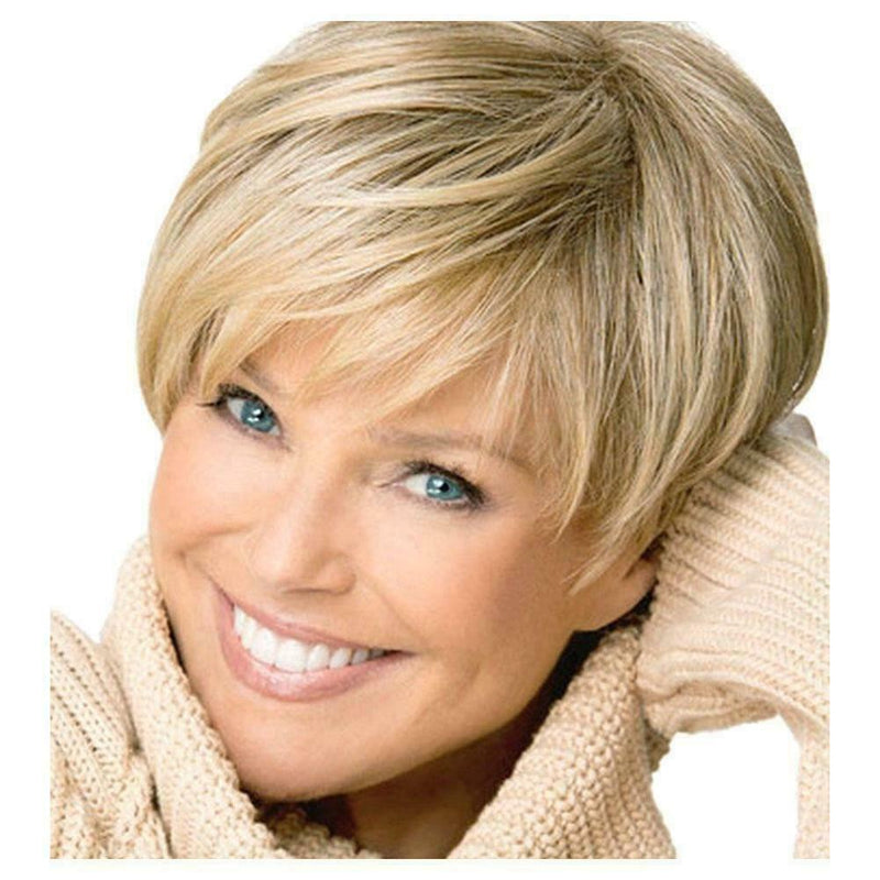 Fashion Short Cut Blond Straight Layered Synthetic Hair For Women Deko HOT Z4Q5