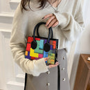 Geometric Colorful Shoulder Bag PU Leather Crossbody Female Satchels Handbags