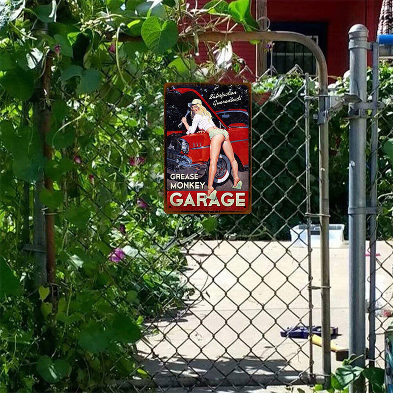 Garage Lady Retro Metal Plate Tin Sign Plate Wall Art Poster Home Decorations