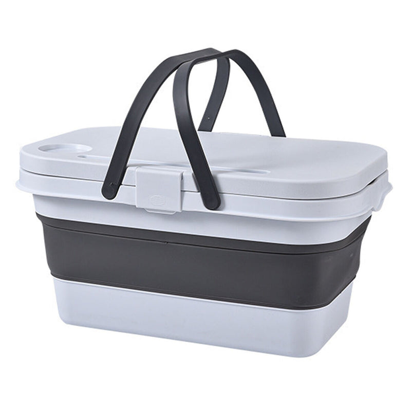 Folding Camping Storage Box with Handle Portable Picnic Fruits Basket Supplies