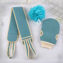 3pcs Bath Towel Shower Cleaning Back Scrubber Massage Brush Glove (Blue) Newly
