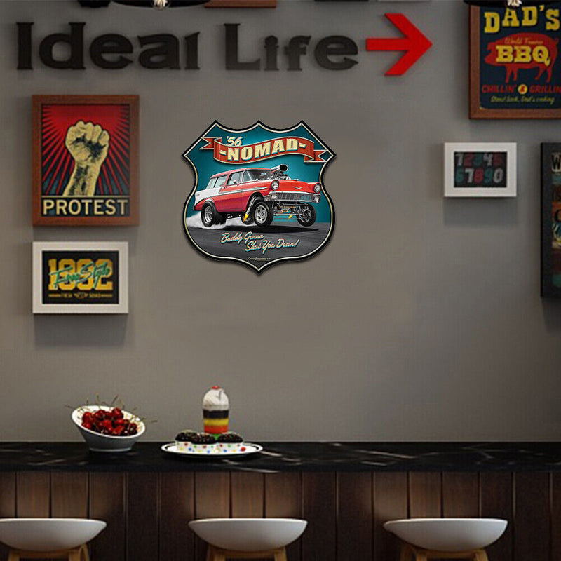 Nomad Car Shield Shape Plate Metal Tin Sign Plate for Bar Pub Club Garage Craft
