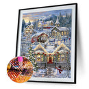 5D DIY Full Drill Round Shape Christmas Village Rhinestone Diamond Drawing Kit