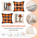 Throw Pillow Covers - 4-Piece Pumpkin Maple Leaf Plaid Print Zipper Pillowcase