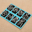 8pcs Blue Metal Montessori Wire IQ Mind Brain Teaser Jigsaw Puzzle Stress Relief Toys