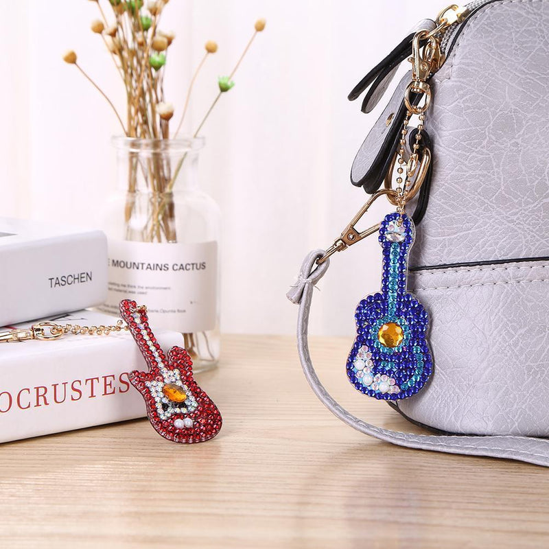 5pcs DIY Violin Full Drill Special Shaped Diamond Painting Keychains Gifts Newly