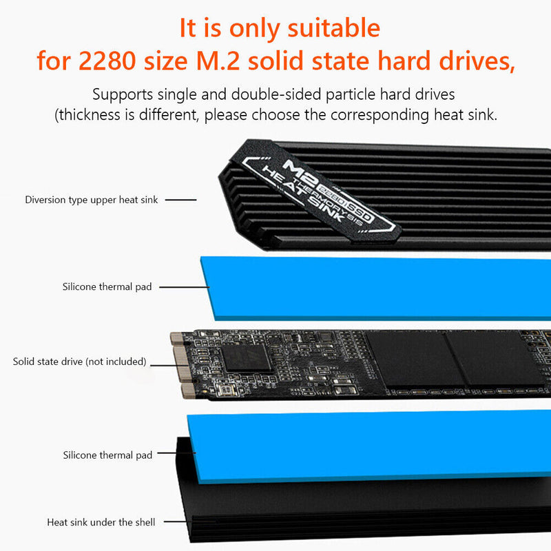M.2 Solid State Hard Disk Heatsink Heat Radiator for PCIE 2280 SSD (Black)