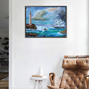 5D DIY Full Square Drill Diamond Painting Ship Lighthouse Home Decoration
