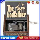 Retro Black Hand Cranked Music Box Wood Kid Child Birthday Gift Home Decor