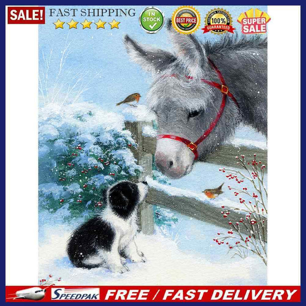 Snow Donkey Oil Paint By Numbers Kits Canvas Picture DIY Wall Art Craft Decor