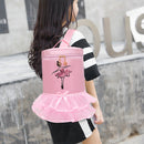 Girl Ergonomic Bow Tie Ballet Backpack Adjustable Lace Dance Bag (Pink) Newly