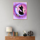 Black Cat Round Diamond Painting DIY Embroidery Kit Cross Stitch Home Decor