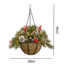 Christmas Basket Pendant Pinecone LED Lights Wreath Pendant for Door Tree Window