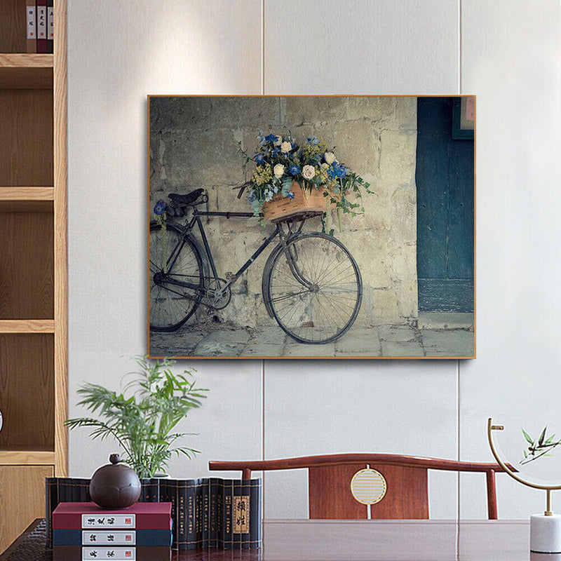 Frameless Oil Paint By Numbers Bicycle DIY Canvas Picture Craft for Home