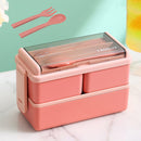 1400ML Bento Box Plastic Double Layer Microwave Bento Boxes Portable for Outdoor
