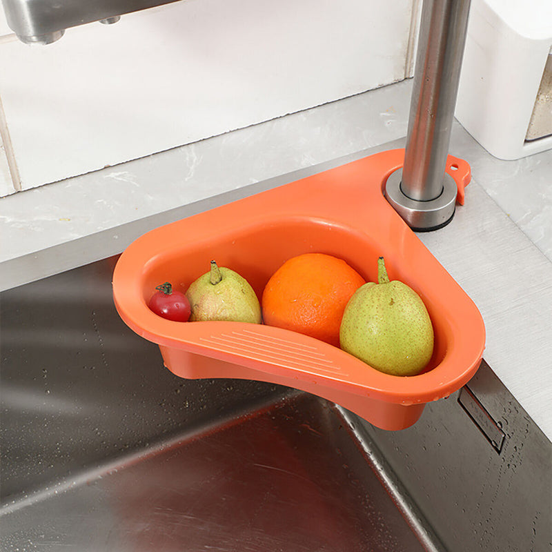 Sink Strainer Colander Drain Basket 4 Sink Drying Shelf Rack & 2 Sponges Newly