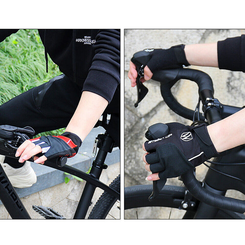 WHEEL UP Cycling Half Finger Gloves Sun Protection Sport Gloves (Red XL)