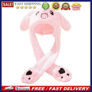 Cute Cartoon Plush Kid Rabbit Hat Moving Jumping up Bunny Ear Head Dress Bean