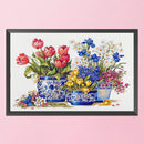 Partial Embroidery Flower Pattern Stamped Canvas 11CT DIY Cross Stitch Kits