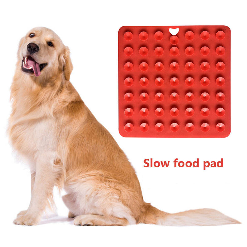 Pet Dogs Cats Slow Food Bowls Lick Mat Silicone Pet Treat Dispensing (Red) Newly
