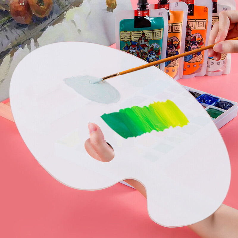 Plastic Clear Oval Painting Palette Drawing Watercolor Mixing Board Pallet
