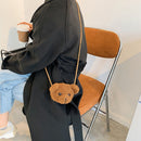 Plush Shoulder Crossbody Bag Women Kids Cute Bear Shaped Mini Purse (White)