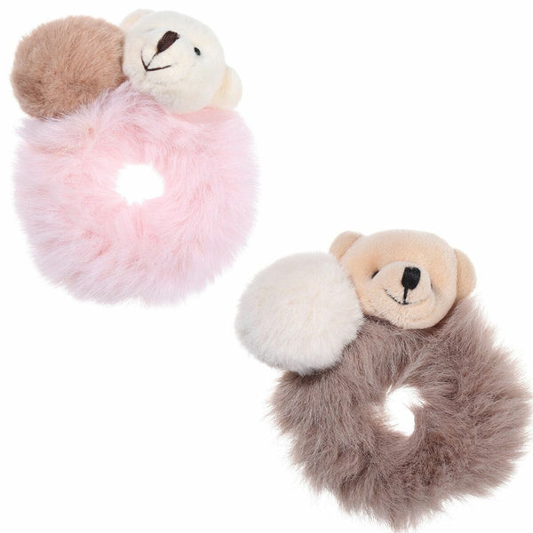 Women Girls Hairball HairBands Hair Tie Plush HairRope Bear Rubber Bands