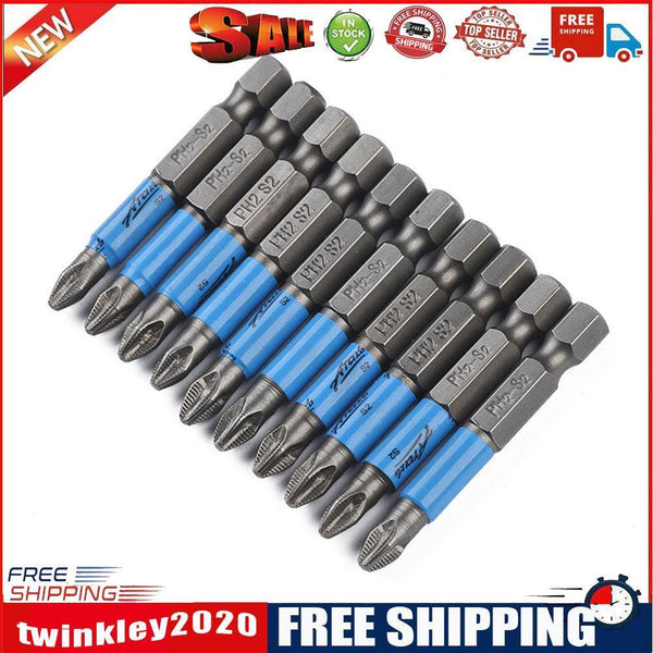 10pcs 50mm PH2 Anti Slip Cross Bit Drill Head Screwdriver Bits Hand Tools
