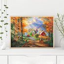 Full Cross Stitch 11CT Cotton Thread DIY Autumn Forest Printed Embroidery K