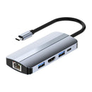 Charging USB Type-C Hub Gigabit Ethernet Docking Station 4K HDMI For Laptop PC