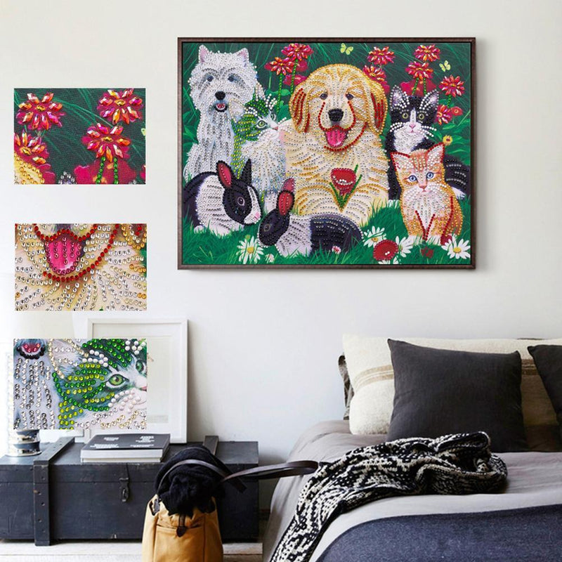 5D DIY Special Shaped Diamond Painting Cats Dogs Cross Stitch Embroidery