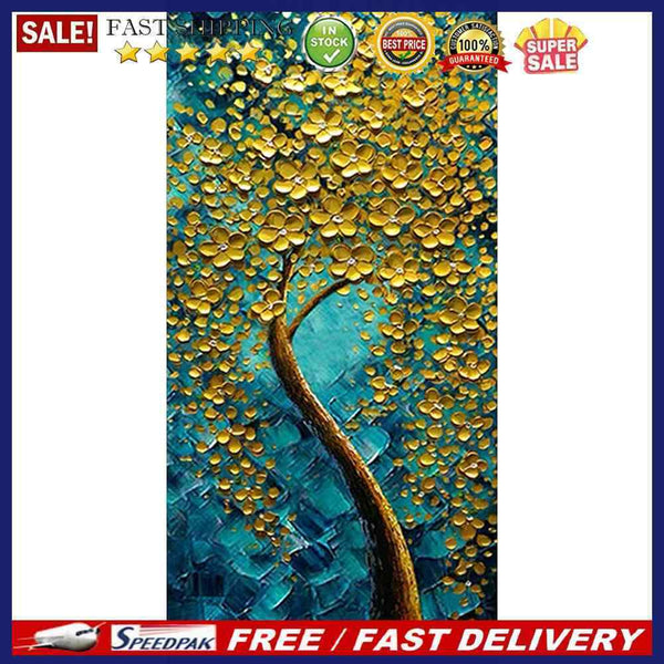 DIY Golden Flower Tree Diamond Painting Full Round Rhinestone Embroidery Mo