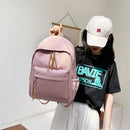 Preppy Style Women Pure Color Knapsack School Travel Large Backpack (Pink)