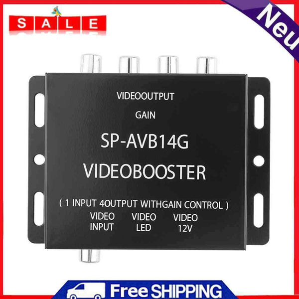 1 Input, 4 Output RCA Car DVD Video Booster Amplifier Splitter Box 12V