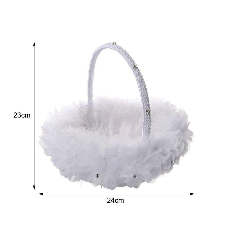 Flower Girl Baskets The Fabric Lace Decoration Cute Flower Handle Basket Q9J4
