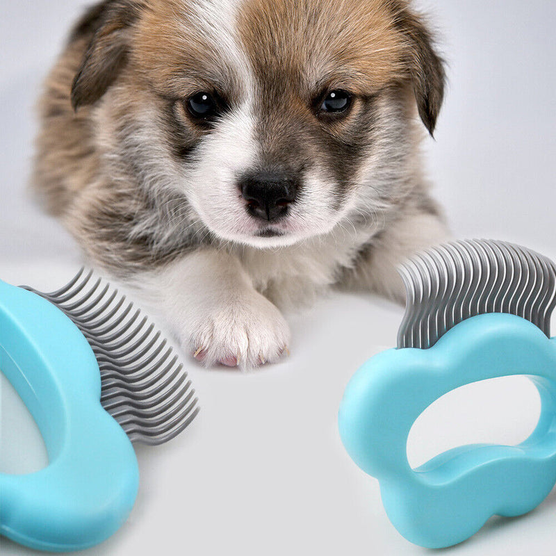 Pet Massage Brush Shell Shaped Handle Pet Grooming Tool for Cats (Blue)