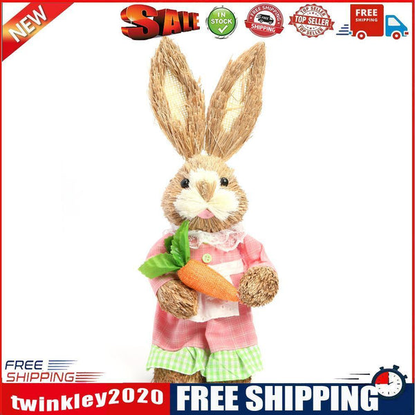 Easter Bunny Ornaments Cute Straw Simulation Rabbit Photography Props (B)