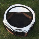 Portable Octagonal Pet Tent Folding Easy Operation Dog Fence Kennel (Brown)