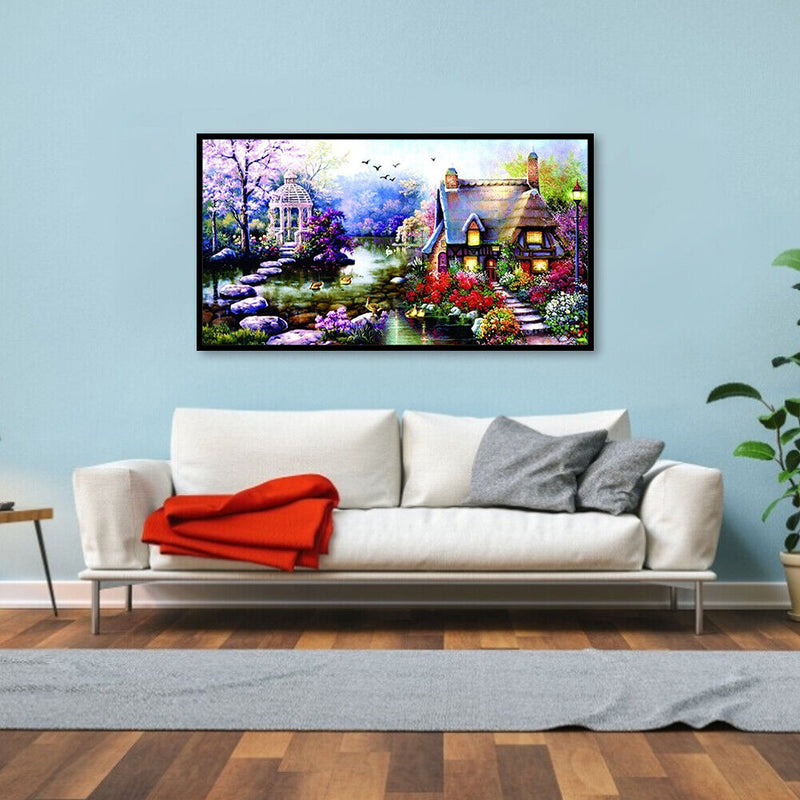 Full Cross Stitch 11CT DIY Garden Cottage Printed Embroidery Hanging Painting