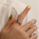 Opening Rhinestone Crown I Love You 100 Languages Couple Rings Projection Ring