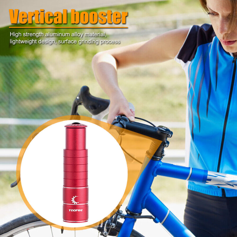 MTB Bike Handlebar Fork Stem Riser Adjustable Bicycle Stem Adaptor (Red) Newly