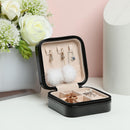 Portable Earrings Rings Storage Box PU Leather Jewelry Display Case (Black)