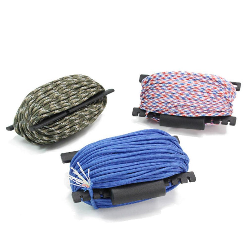 2pc Aracord Winder Parachute Lanyard Rope Spool Holder with Carabiner Black