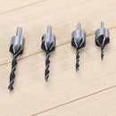 4Pcs HSS 5Flute Countersink Drill Bit Set Screw Woodworking Chamfer Tool 3-