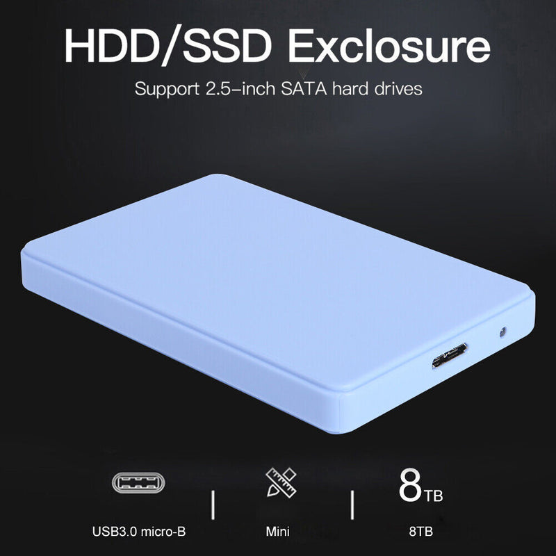 2.5 inch USB 3.0 Hard Disk Enclosure 6Gbps HDD SSD External Case (Blue)